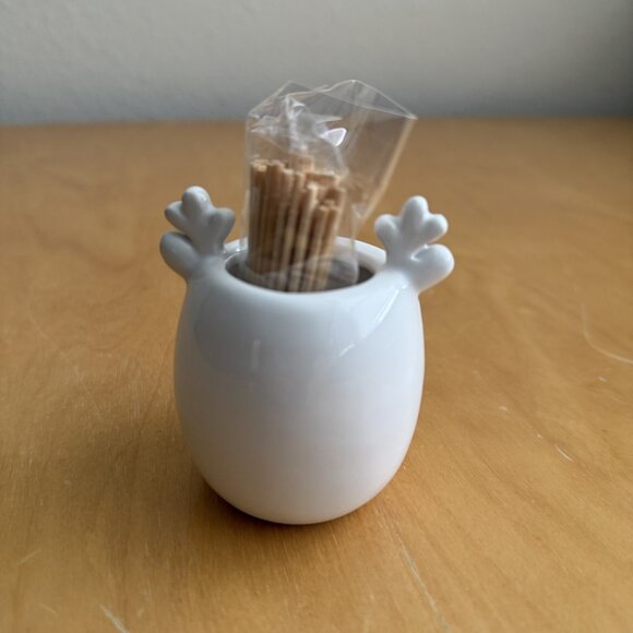 Mud Pie Take Your Pick Reindeer Toothpick Holder Rudolph Holiday Red NWOT - Picture 3 of 4